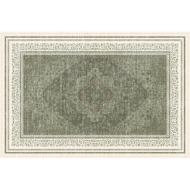 Removable and washable carpet, living room persian style, double layer sound insulation, green sofa, french retro style, waterproof, machine washable carpet