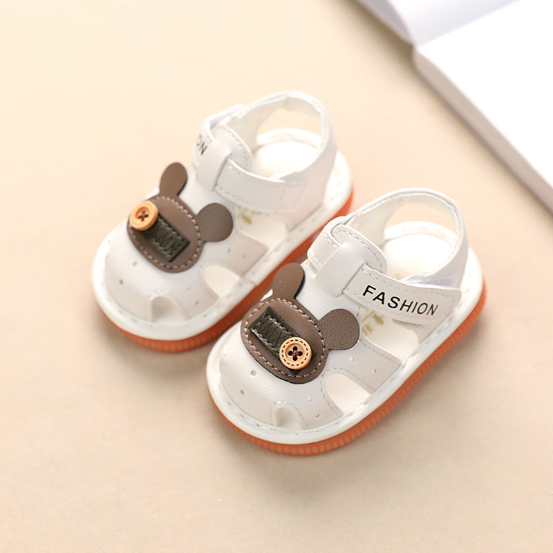 Baby boys' sandals summer baby girls' shoes 0-1-2 years old infant soft sole non-slip first walker shoes squeaky shoes kids