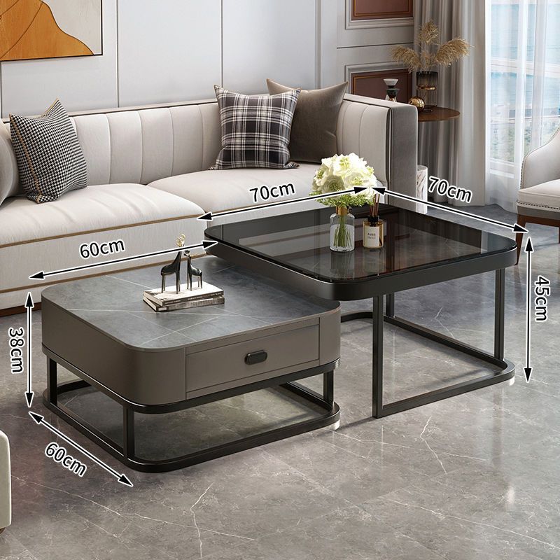 Modern minimalist sintered stone coffee table - luxury, trendy, space-saving design for small living rooms - available in various sizes for creative home combinations