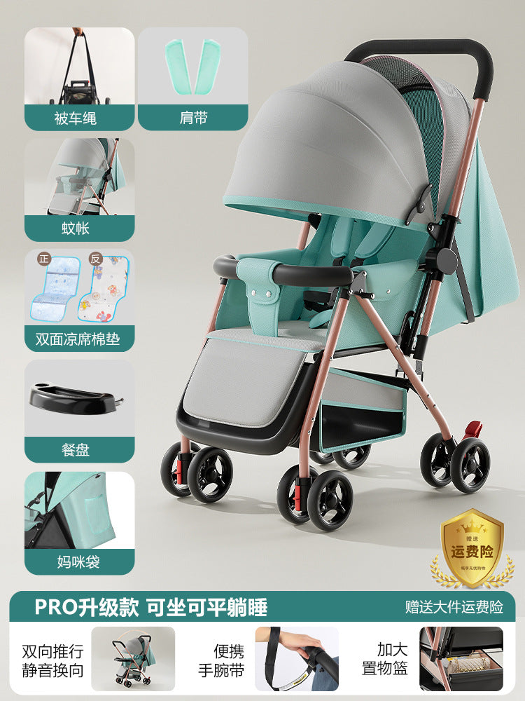 Baby stroller - convertible pushchair, lightweight & foldable, one-click fold, four-wheel design for easy walking, suitable for ages 0-3 years