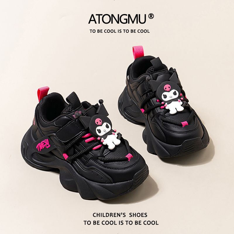 Astro boy dirt-resistant girls' shoes,  new spring collection, black kids' sneakers, breathable girls' chunky sneakers, soft sole