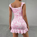 french floral vacation dress - bandeau design mini dress