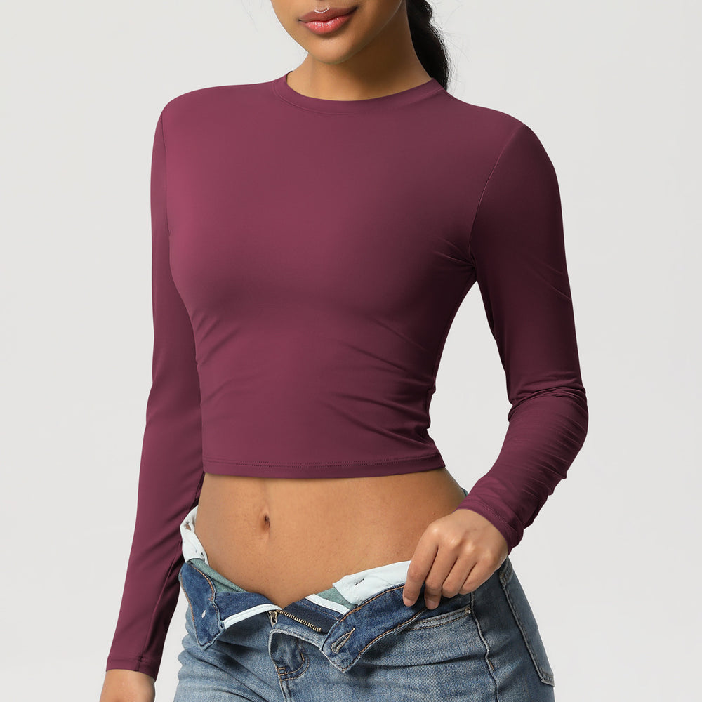 Naked-feel compression sports t-shirt - quick-dry, breathable long sleeve yoga top for pilates, running, and fitness