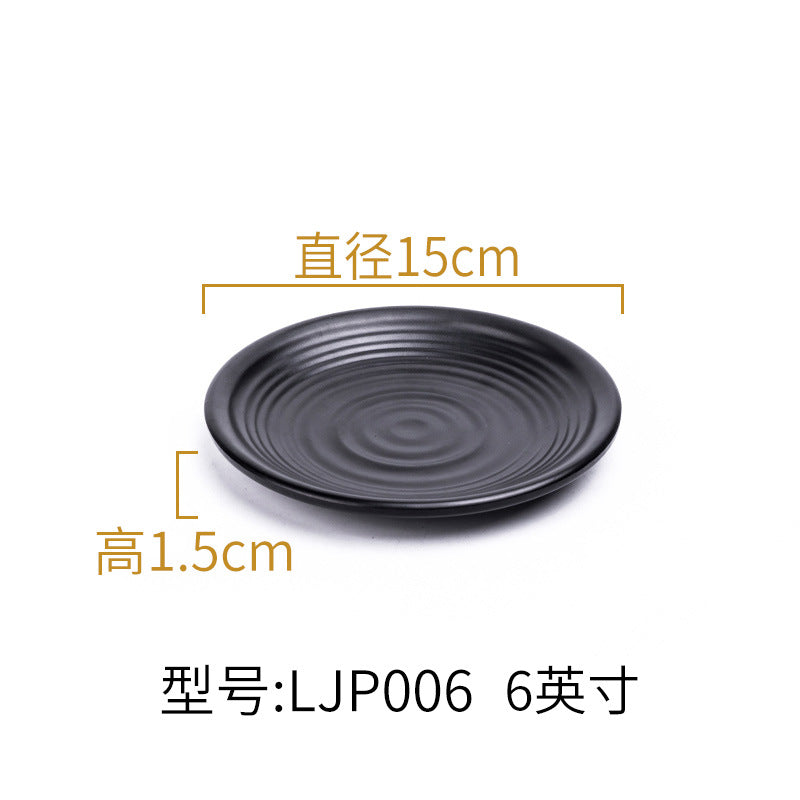 Melamine black tableware plastic dish imitation porcelain dinner plate cold dish plate barbecue hot pot plate barbecue restaurant plate commercial