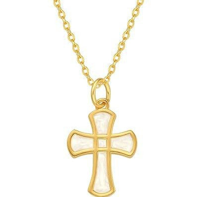 european and american cross inlaid zircon stainless steel layered twist chain paper clip necklace retro niche design