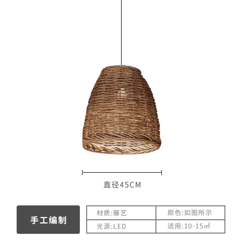 Wabi Silent Wind Catering Chandelier Chinese Living Room Dining Room Tea Room Zen Light Homestay Study Bedside Japanese Rattan Chandelier