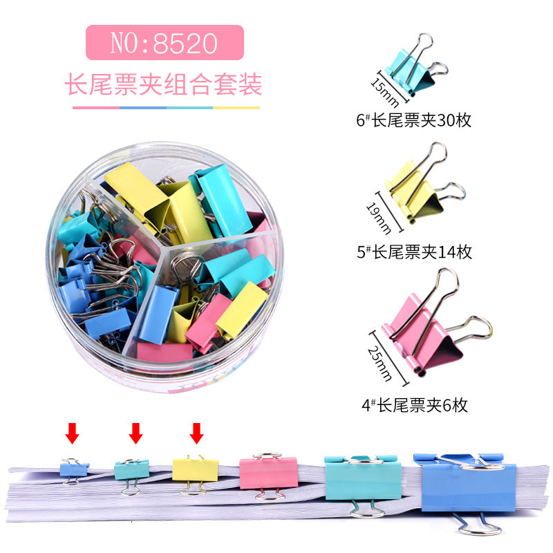 Deli long tail clip mixed large color ticket clip swallow tail clip small clip fish tail clip 15mm iron clip wholesale