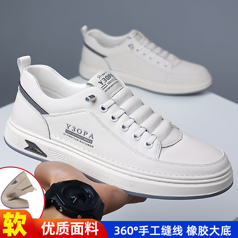 Men's spring breathable casual slip-on sneakers - soft sole white shoes - trendy men's skate shoes