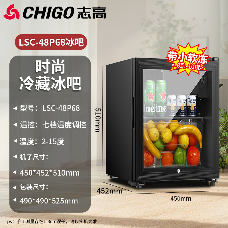 Chigo ice bar hotel b&b refrigerated ice bar small freezer transparent door refrigerator wine cabinet hotel small refrigerator