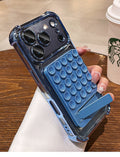Silicone suction cup kickstand case for iphone 17 pro max, apple 15 electroplated four-corner shockproof phone case