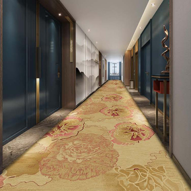 Hotel corridor aisle carpet new chinoiserie nylon printing 800g thickeneded flame retardant b1 pass-through floor stain-resistant aisle carpet