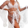 European and american plus size sexy open front see-through mesh lingerie temptation fuzzy pajamas