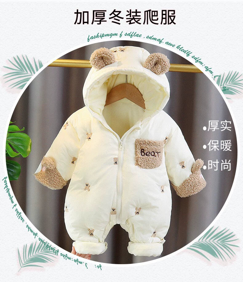 Super cute baby onesie, perfect for fall and winter. this padded, thickened romper is ideal for both baby boys and girls. a cozy, fleece-lined outfit for newborns, perfect for outings