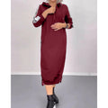 fall/winter new arrivals: european and american fashion slit letter print hooded long sleeve dress - women's apparel