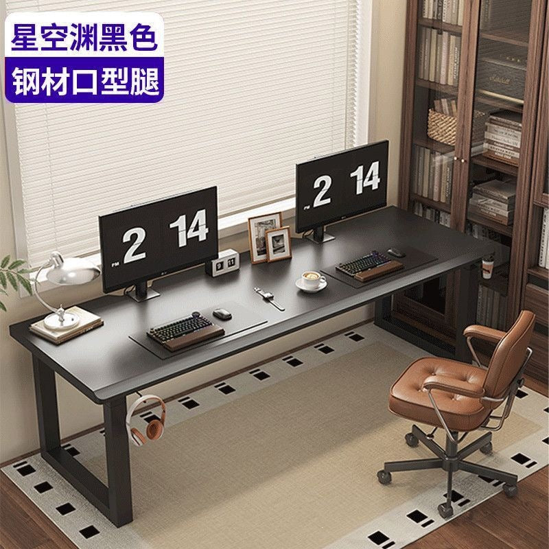 Solid wood large panel computer desk - desktop bedroom home office desk - extended length workstation - double gaming table