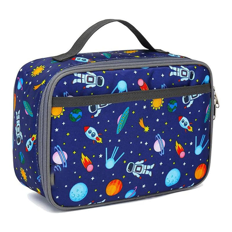 Cute primary school students four-grid flat thermal insulation lunch box bag, thickened waterproof lunch box bag, children's separate portable lunch bag