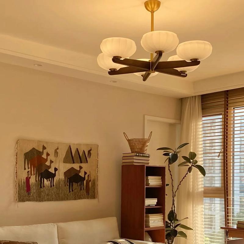 Vintage French living room light Atmospheric American dining room study eye protection light Walnut high-end bedroom chandelier
