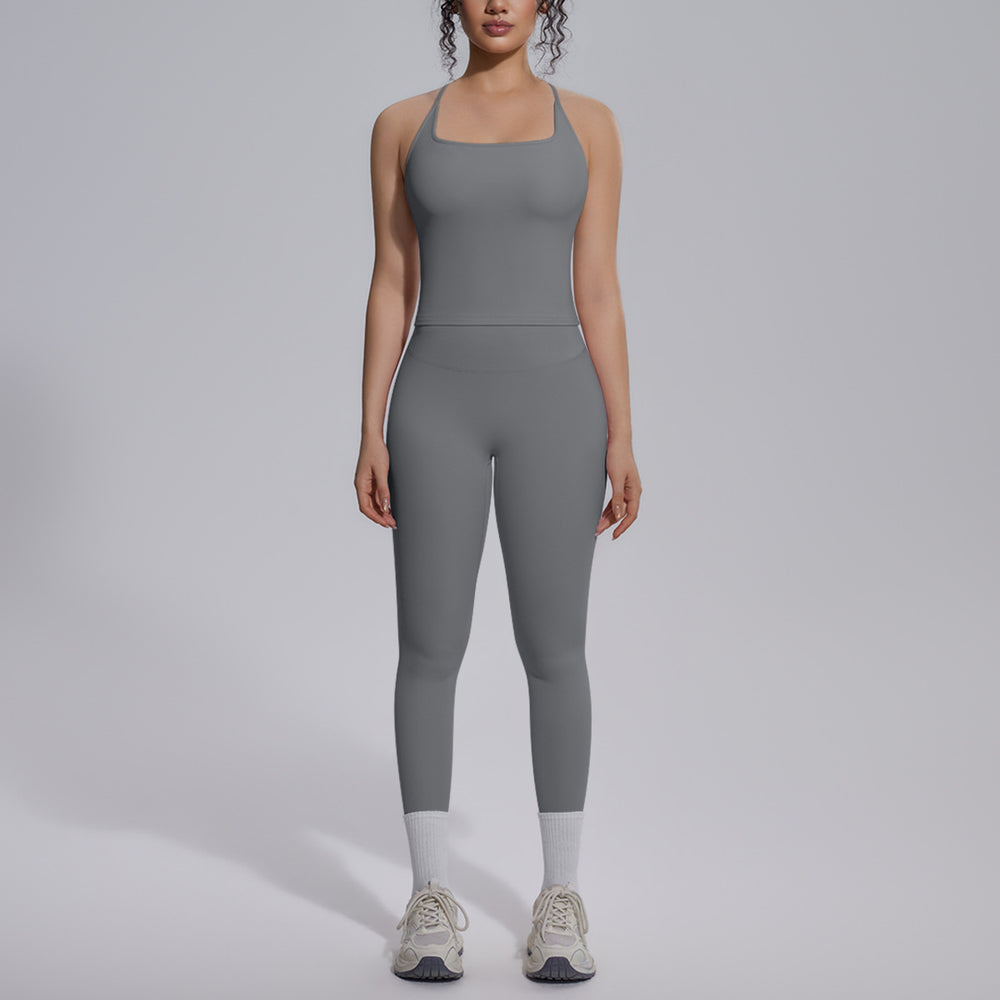 new arrival nude tight-fitting yoga clothes high waist hip lift quick-drying sports beautiful back outdoor running fitness clothes suit