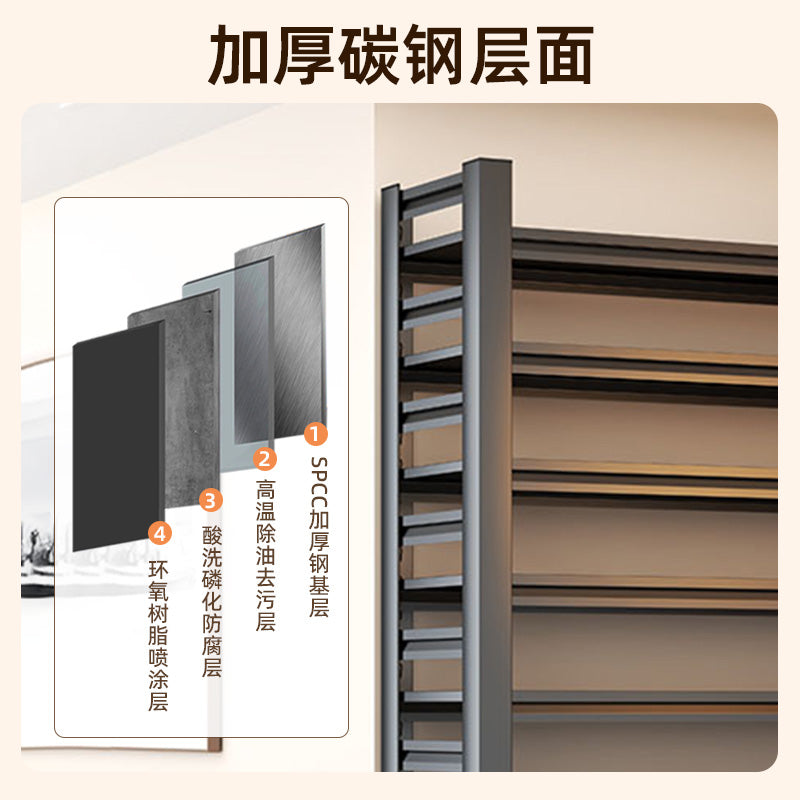 Steel shoe rack for home door multi-layer floor-standing storage rack large-capacity iron storage rack entrance door simple shoe cabinet