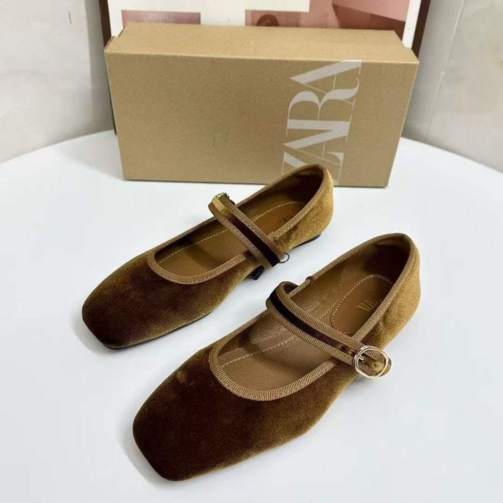 Za retroniche style round toe gold mary jane shoes women's single shoes 2026 spring shallow mouth gentle late ballet shoes scoop