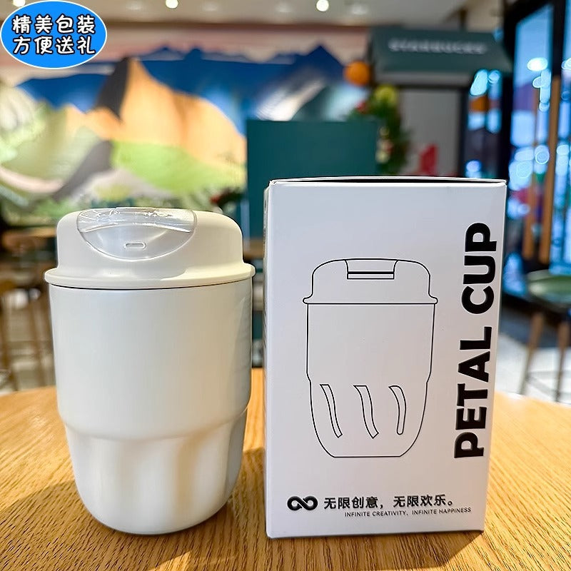 Simple 316 stainless steel octagonal coffee mug - portable cola cup with carry strap, outdoor car vacuum insulated tumbler - customizable