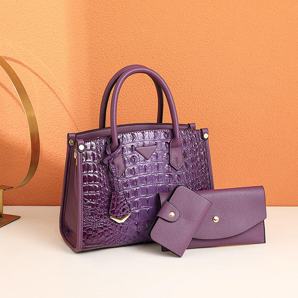 European and American retro new fashion shoulder bag urban simple large-capacity handbag crocodile pattern women's messenger bag