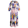 Kayaat clothing new arrival waist slimming look tall and slim oversized graffiti chiffon v neckdress african women's clothing plus size