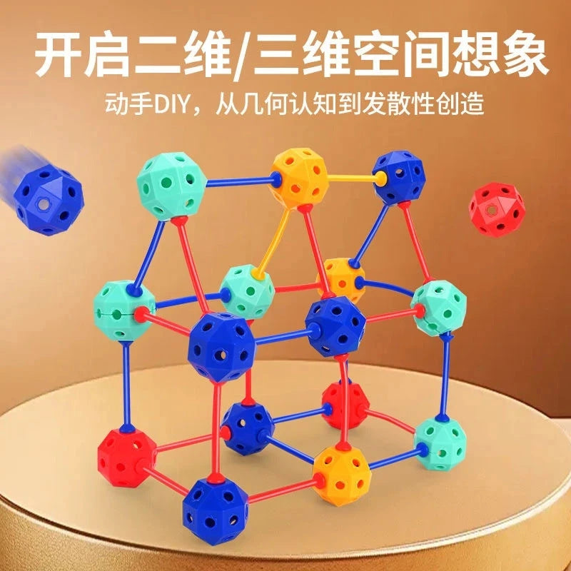Spatial geometry builder - children's diy creative interlocking puzzle, shape recognition educational toy, hands-on skills development, versatile bead maze