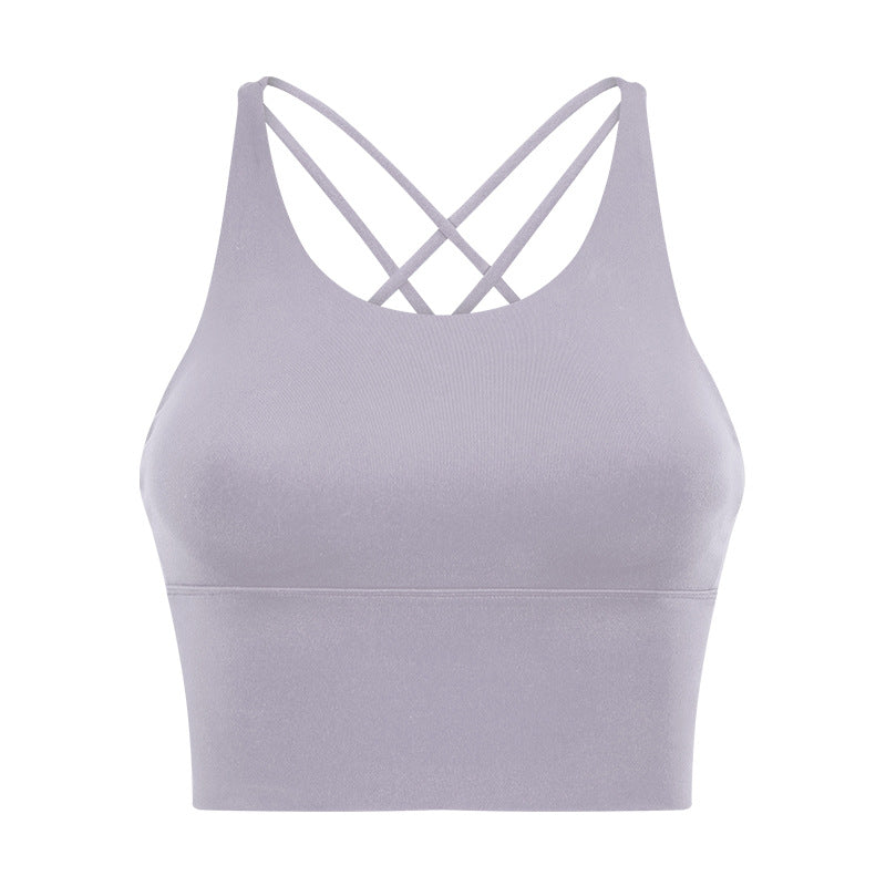 New arrival thin shoulder strap cross back sports intimates women's new arrivalsexybackless fitness yoga bra d19095