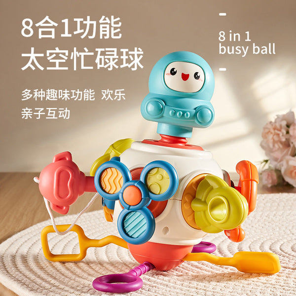 Cross-border 8-in-1 Polyhedron Baby Puzzle Busy Hand Grasping Ball Lala Le Baby Early Education Grasp Pumping Music Toys