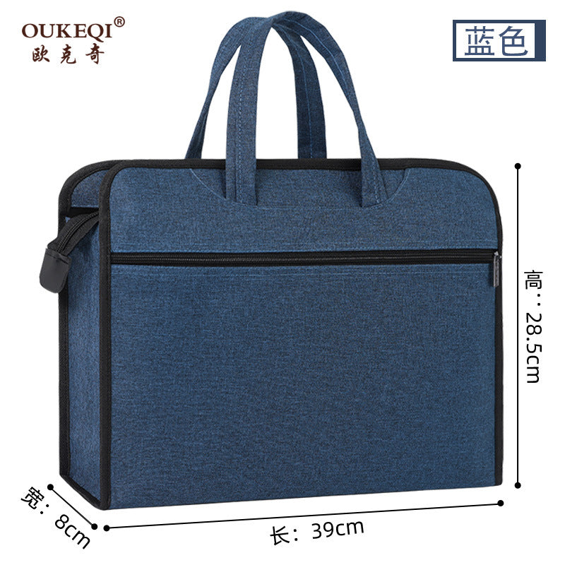 Large capacity office briefcase file bag conference document bag double-layer zipper file folder business bag with printing