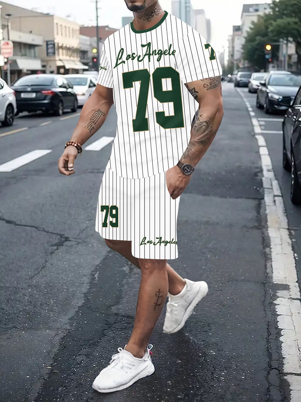 Men's casual sports set - short sleeve & shorts - summer hot seller - cross-border fashion - two-piece leisure outfit