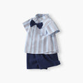 Kids' outfit set:  summer new arrival - british preppy style children's set, short-sleeve shirt, striped boy's baby outfit