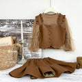Girls' fall outfit : stylish three-piece leather set for little girls - trendy autumn fashion with chic base layers for kids