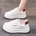 Women's shoes 2026 new spring leather upper student versatile white sneakers niche original casual chunky sole athletic platform shoes for women