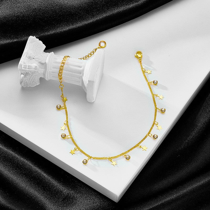 Hot-selling, trendy star and rhinestone gold-plated bracelet for women – perfect for aliexpress, amazon, and other cross-border e-commerce platforms