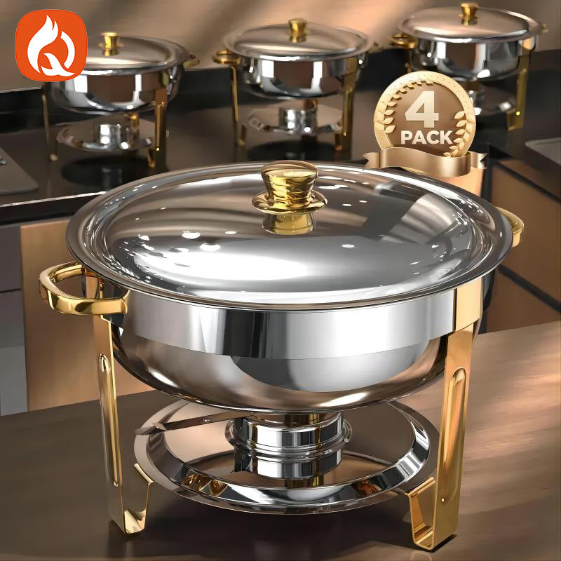 Stainless steel gold-plated mini buffet warmer set - hotel-grade alcohol-fired food warmer - cross-border supply