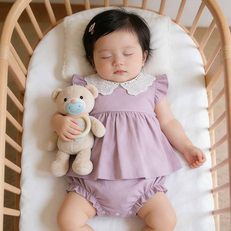 Infant and toddler summer clothing, baby girl rompers, newborn full-month princess onesies, lightweight outdoor crawling suits