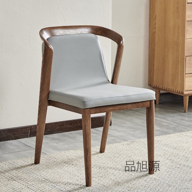 Chinese retro solid wood dining chair study office book chair high-end ash wood tea chair creative soft bag back chair