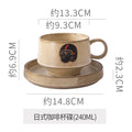 Japanese-style aesthetic ceramic cup and saucer set - rustic pottery coffee cup and saucer - creative handmade gift - funnel cup - afternoon tea cup