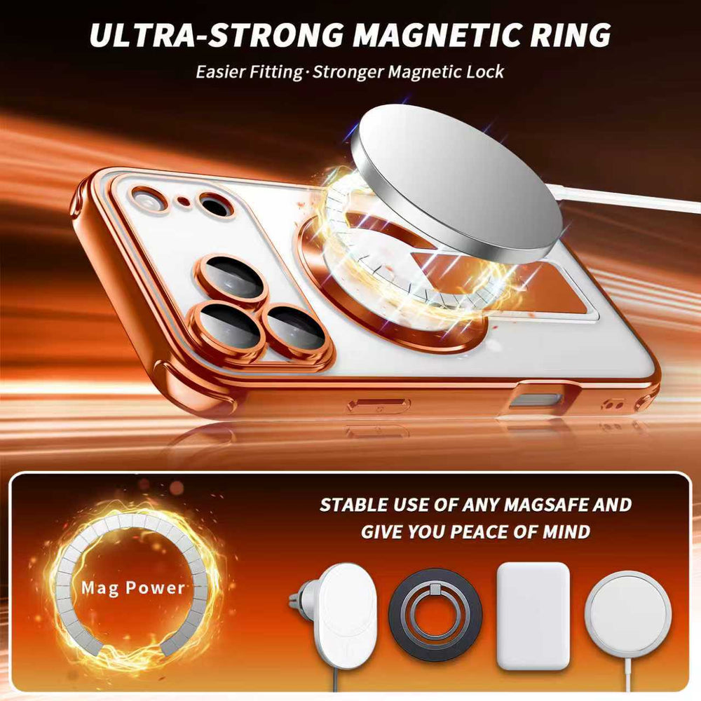 Electroplated shadow magnetic stand compatible iphone 17 pro case, apple 11 new anti-drop cross-border protective cover