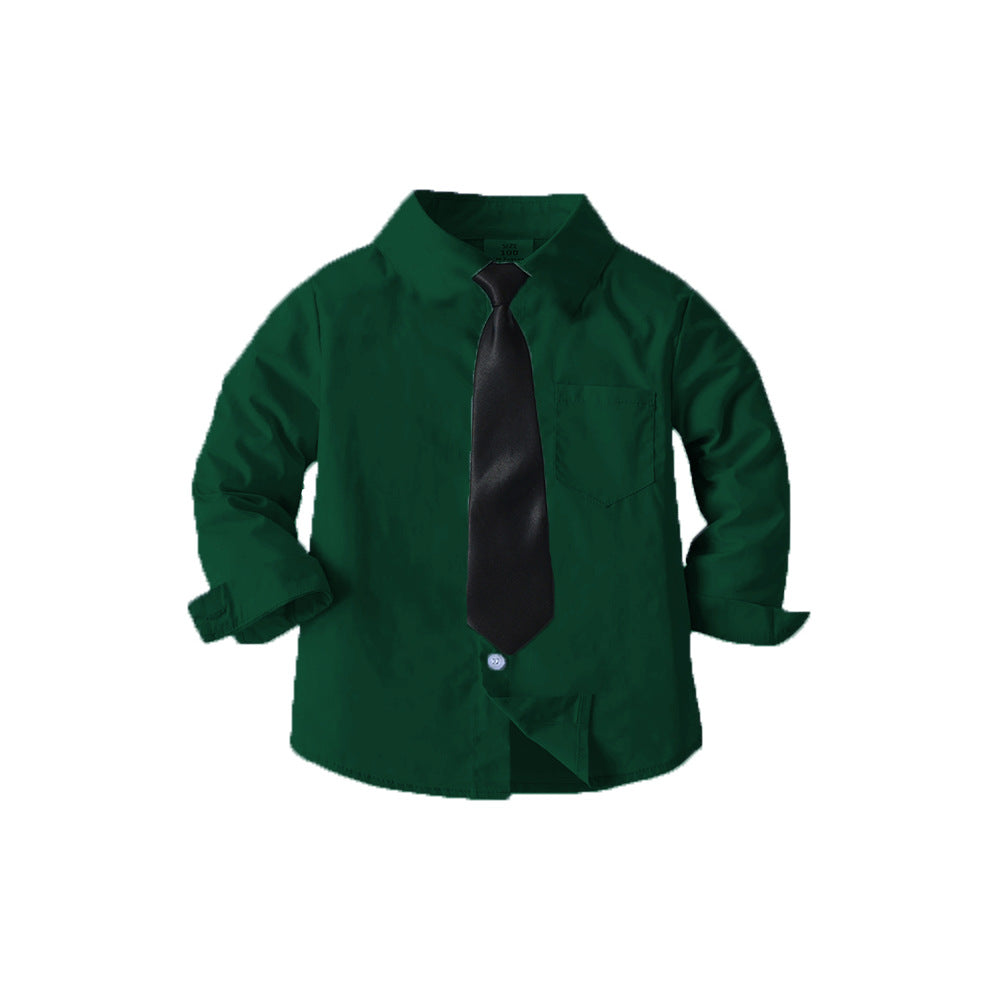 Source manufacturer springnew arrival boys shirtpreppy style thin cotton whitelong sleevesshirt boys shirt free tie