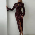 new summer women's clothing - export fashion european and american style dress - elegant button-down polka dot slit bodycon dress