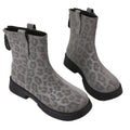 autum leopard print british styleplus size back zipper short boots thick sole round toe retroexportboots women's wholesale
