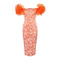 Am220631 mesh sleeve patchwork print bodycon midi dress party evening gown women's dress
