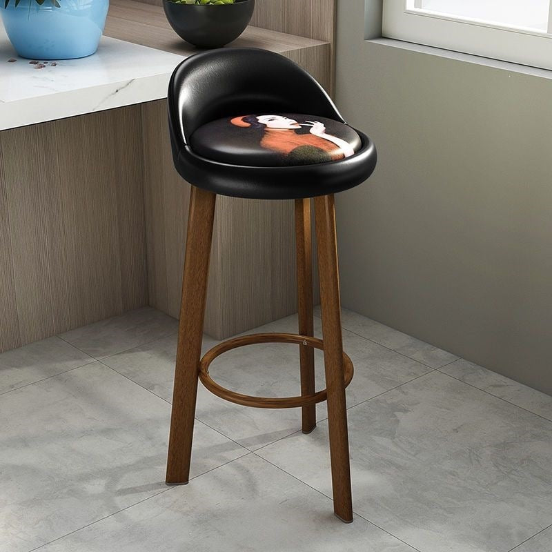 Bar stool, light luxury modern minimalist design, backrest included, bar-specific chair, high stool for home use, bar chair, solid wood