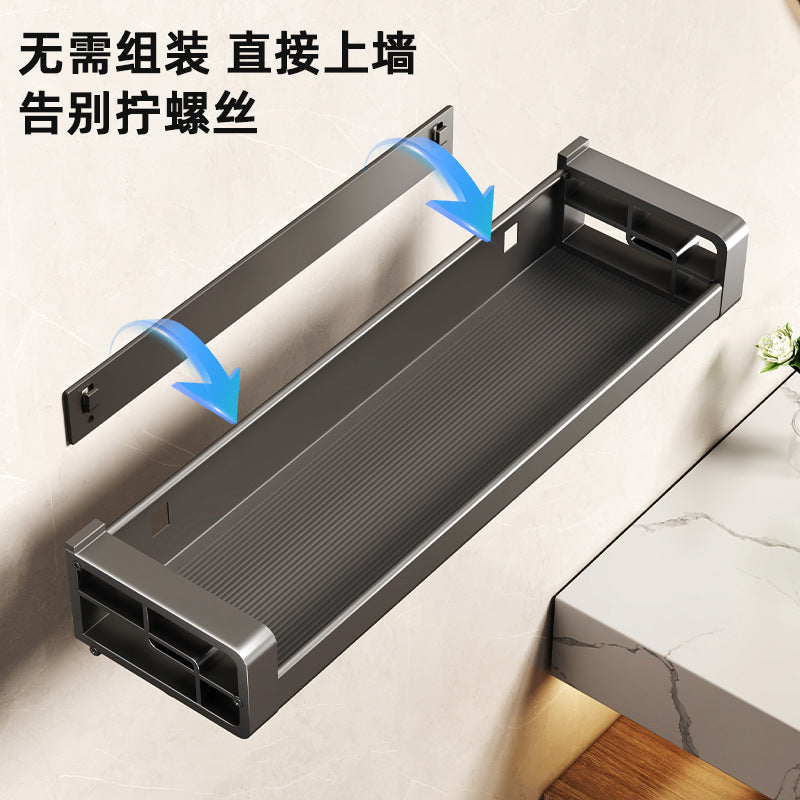 Wholesale Factory Direct Sales Thickened Profile Toilet Shelf Space Aluminum Bathroom Cosmetics Storage Rack No Punching