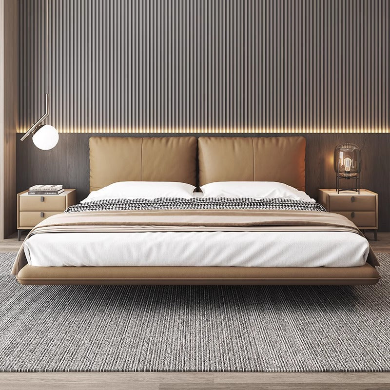 Master bedroom floating king size bed 1.8m upholstered high-end elegant wedding bed italian minimalist double genuine leather bed