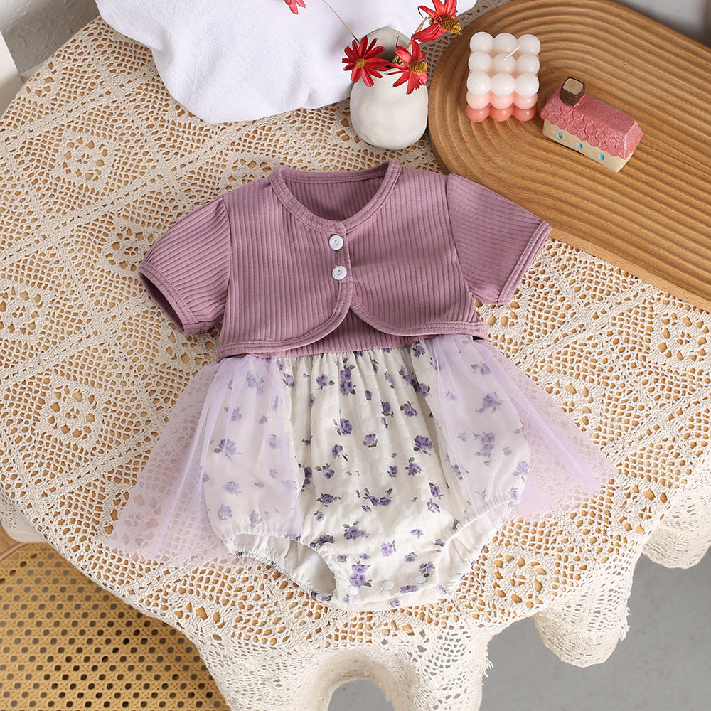 Baby girl summer 100-day princess hoodie baby bag butt skirt jumpsuit cardigan super cute summer first birthday suit skirt