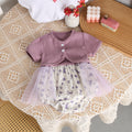 Baby girl summer floral patchwork romper with straps - sweet princess style infant outfit